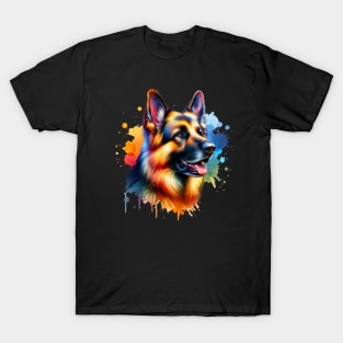 Bright Watercolor German Shepherd T-Shirt